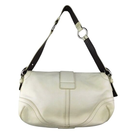 Vintage Y2K Coach Shoulder Handbag in White Leather with Double Front Pockets - Picture 2 of 3
